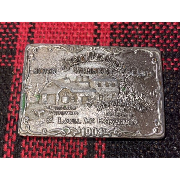 Jack Daniels Sour Mash Whiskey St Louis 1904 Exposition Vintage Belt Buckle - Picture 1 of 4